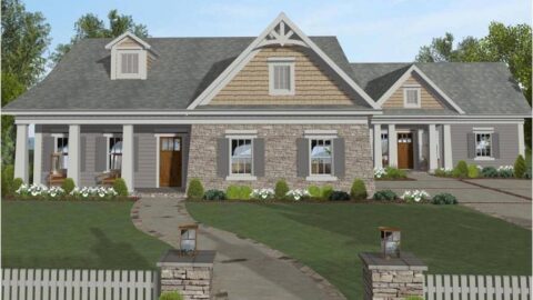 Single-Story, 4-Bedroom Cottage with Main Floor Master (Floor Plan)