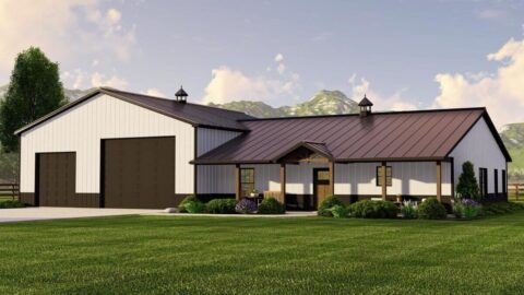 Single-Story, 2-Bedroom Barndominium Home With Oversized Garage (Floor Plan)