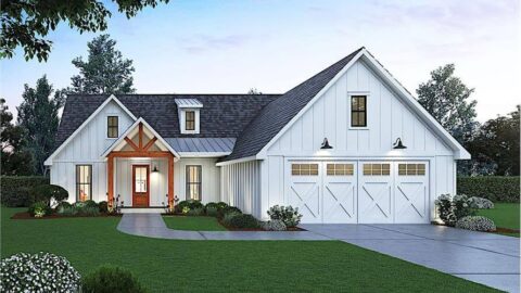 Single-Story, 3-Bedroom Country Home with Walk-in Kitchen Pantry (Floor Plans)