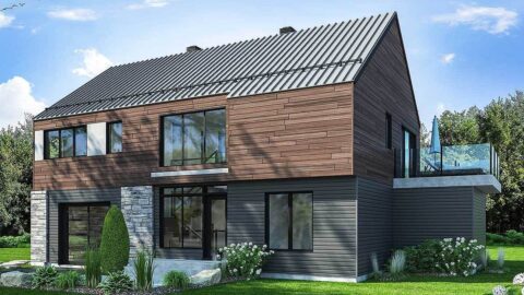 Double-Story Modern Barndominium-Style House With Huge Deck & Upside-Down Layout (Floor Plans)