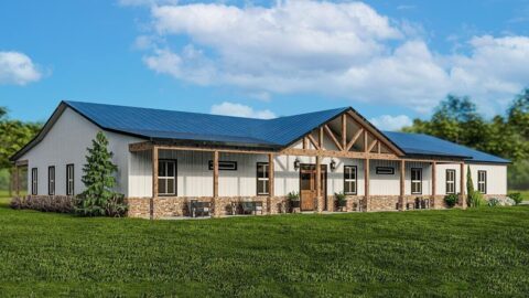 Single-Story, 5-Bedroom Exclusive Barndominium-Style House (Floor Plan)