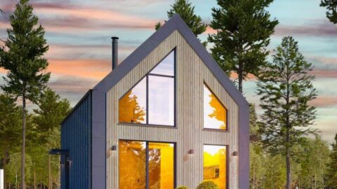 Double-Story, 3-Bedroom Modern Cabin with Window-Filled Rear (Floor Plan)