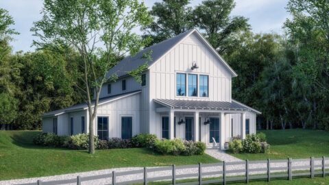 Double-Story, 4-Bedroom Rustic Barndominium Home With Loft Overlooking Great Room (Floor Plans)
