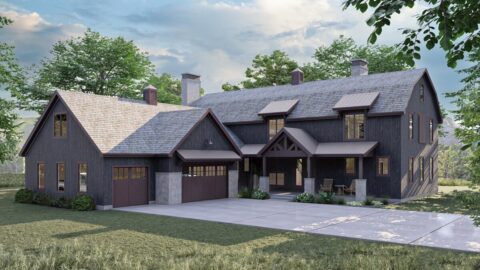 Double-Story, 5-Bedroom Handsome Barndominium-Style House with Large 3-Car Garage (Floor Plan)