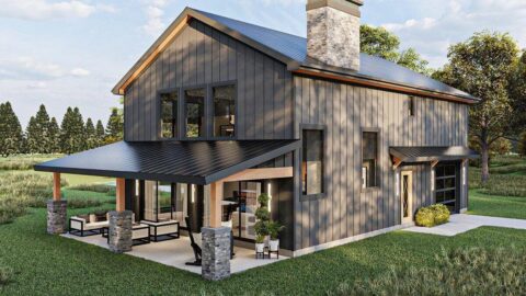 Double-Story, 2-Bedroom Barndominium with Drive-thru Garage (Floor Plan)