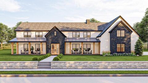 Double-Story, 4-Bedroom Barndominium-Style House Just Over 3,000 Square Feet (Floor Plan)