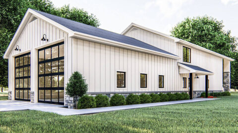 Double-Story, 3-Bedroom Post Frame Barndominium House with Space to Work and Live (Floor Plan)