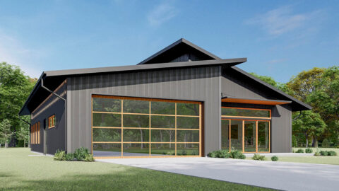 Single-Story, 3-Bedroom Modern Barndominium Under 2,000 Square Feet with Vaulted Great Room (Floor P...
