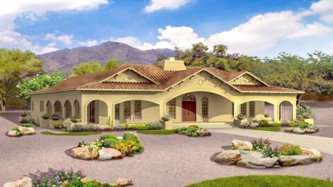 Single-Story, 4-Bedroom Open Courtyard Home With 3 Full Bathrooms (Floor Plan)