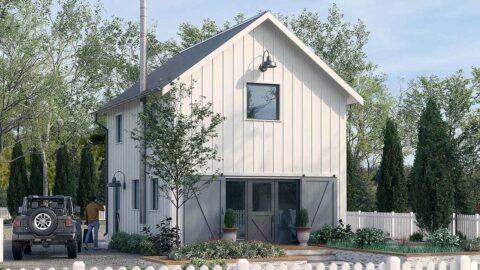 Double-Story Tiny Barndominium House (Floor Plans)