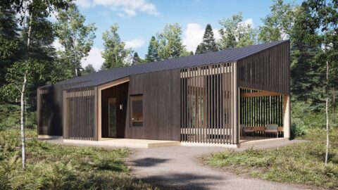 Cabin House With 2 Bedrooms, 1 Bathroom & Outdoor Porches (Floor Plans)