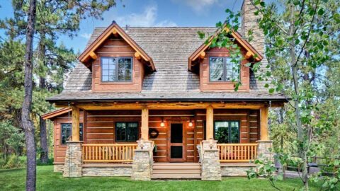 Rustic Cottage House with Home Office (Floor Plan)