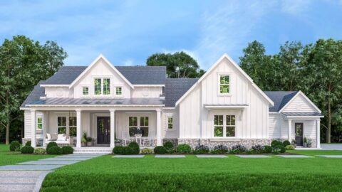 Impressive Modern Farmhouse with In-Law Suite (Floor Plans)
