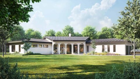 Single-Story, 3-Bedroom Contemporary-Style Home With 2 Covered Porches & 2-Car Garage (Floor Plan)