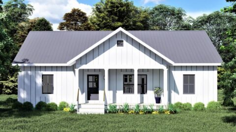 Single-Story, 3-Bedroom Southern Country Ranch Home With 2 Bathrooms (Floor Plan)
