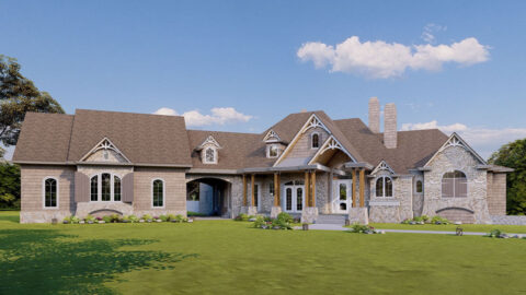 Double-Story, 4-Bedroom Fairytale French Country Home with Porte Cochere (Floor Plans)