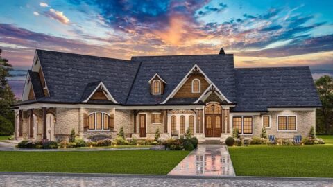 Single-Story, 3-Bedroom Craftsman Ranch House with His and Hers Master WIC (Floor Plan)