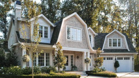 Exclusive Newport-style House with Angled Garage and Optional Finished Lower Level (Floor Plans)