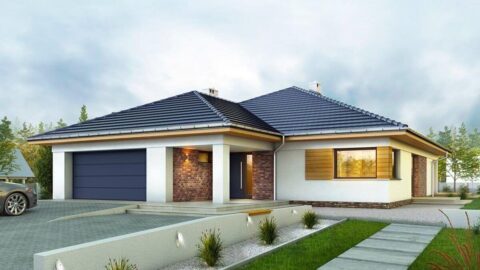 Single-Story, 3-Bedroom Compact Contemporary House With 2 Bathrooms & 2-Car Garage (Floor Plan)