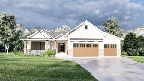New American Ranch Home Under 2,900 Square Feet with Lower Level Apartment Expansion (Floor Plan)