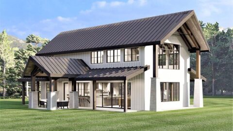 3-Bedroom Modern Barndominium-Style House under 2,000 Square Feet (Floor Plans)