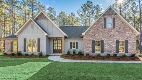 Split Bedroom New American House with 8'-Deep Rear Porch (Floor Plans)