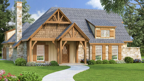 Rustic Cottage Home With Breezeway, Bonus Room & 2-Car Garage (Floor Plans)