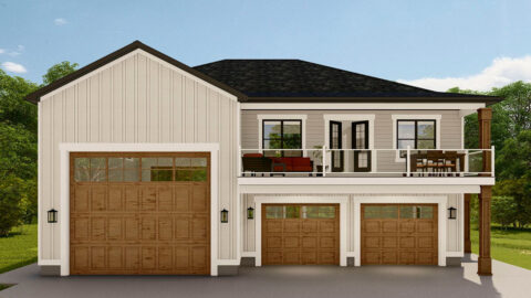 1-Bedroom New American RV Garage Apartment with Upstairs Deck (Floor Plans)