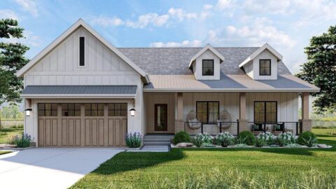 Single-Story, 3-Bedroom Modern Farmhouse (Floor Plans)