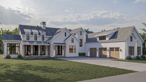 Double-Story, 4-Bedroom Magnificent Modern Farmhouse with Sunroom (Floor Plans)
