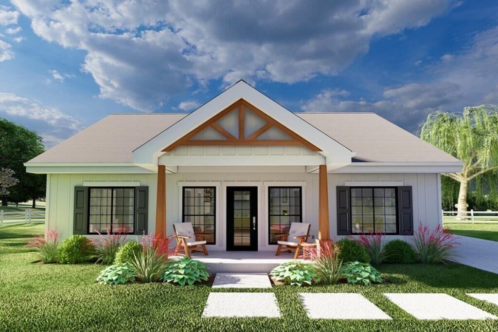 Single-Story, 3-Bedroom New American House With Vaulted Covered Entry ...