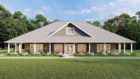 Single-Story Southern Traditional House With Wraparound Porch & Spacious Garage (Floor Plans)