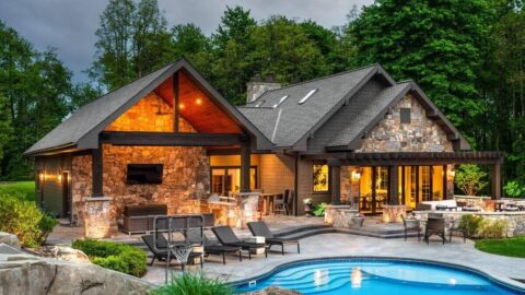 Single-Story, 1-Bedroom Deluxe Poolhouse with Game Room and Sleeping Quarters (Floor Plans)