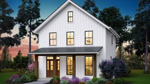 3-Bedroom Williamsburg Affordable Farmhouse Style House (Floor Plans)