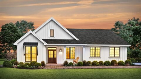 Single-Story, 3-Bedroom Farmhouse Style House (Floor Plans)