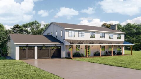 3-Bedroom, Exclusive Barndominium with Man Cave Workshop in the Garage (Floor Plans)