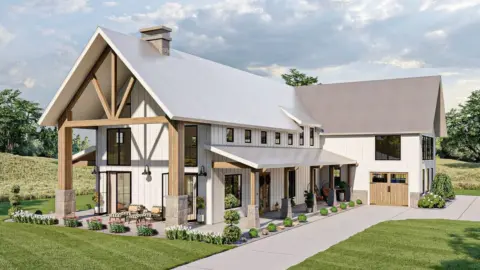 Double-Story, 4-Bedroom Modern Farmhouse Barndominium with Large Bonus Room over Garage (Floor Plan)