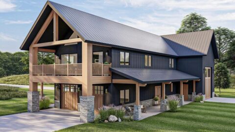 Double-Story, 2-Bedroom Barndominium-Style Carriage House (Floor Plans)
