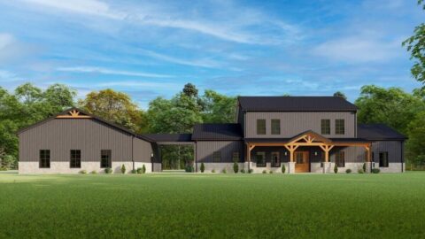 3,000 Sq. Ft. Barndominium Style House with 2-Story Great Room and 1,550 Sq. Ft. Garage (Floor Plans...
