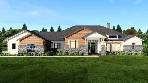 4-Bedroom Contemporary Craftsman with Large Outdoor Living Room (Floor Plan)