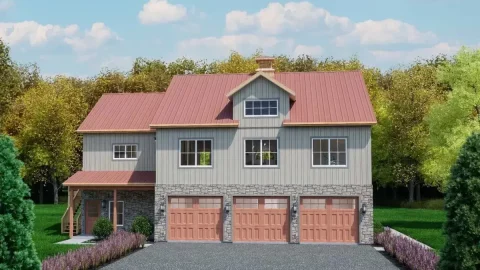Country Home with 3 Bedrooms Above 3-Car Garage (Floor Plans)