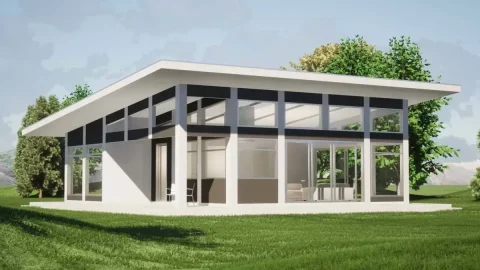 2-Bedroom Mid-Century Modern House (Floor Plan)