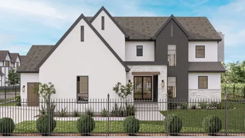 Double-Story Transitional House with Laundry On Both Floors (Floor Plans)