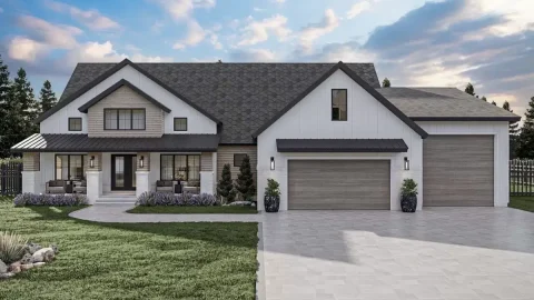 New American House with Open and Airy Floor (Floor Plans)