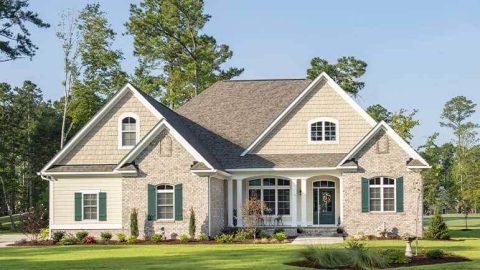 Single-Story, 4-Bedroom The Serendipity: Craftsman Design with a Stone and Siding Facade (Floor Plan...