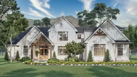 New American House with 3 Bonus Rooms (Floor Plans)