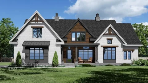 Double-Story, 5-Bedroom Contemporary Farmhouse Under 3,300 Square Feet with Bonus Expansion (Floor P...