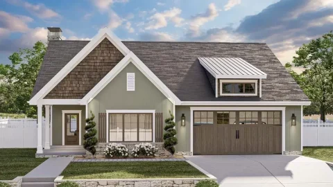 3-Bedroom Traditional House with 2-Car Garage (Floor Plan)