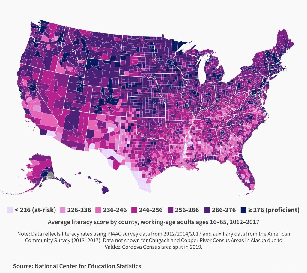 Literacy Rates By State US Literacy Map By County: How Adult Skills Vary Dramatically Across ...