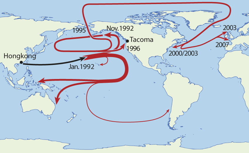 In 1992, around 29,000 rubber ducks fell off a cargo ship in the Pacific Ocean. This is where they made landfall.